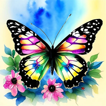 Papillon Multicolore aux Ailes de Feu Diamond Painting