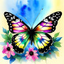 Papillon Multicolore aux Ailes de Feu Diamond Painting