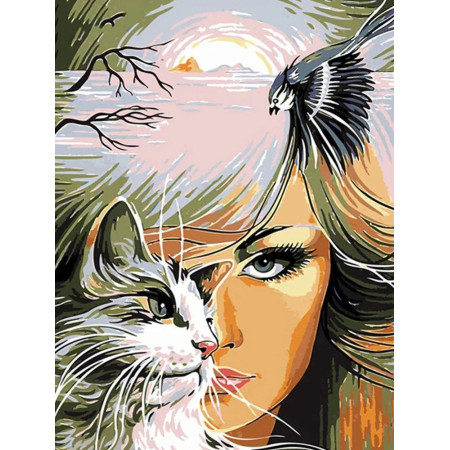 Femme Féline au Couchage Solaire Diamond Painting