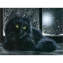 Chat Noir aux Yeux de Jade sous la Neige Diamond Painting