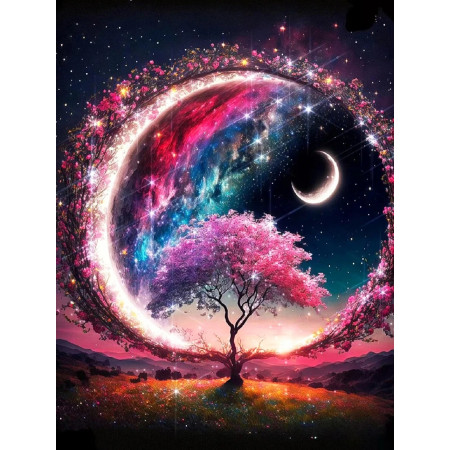 Arbre Onirique sous l'Astre Céleste Diamond Painting