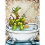 Grenouille Pêcheuse dans un Bain de Cœurs Diamond Painting