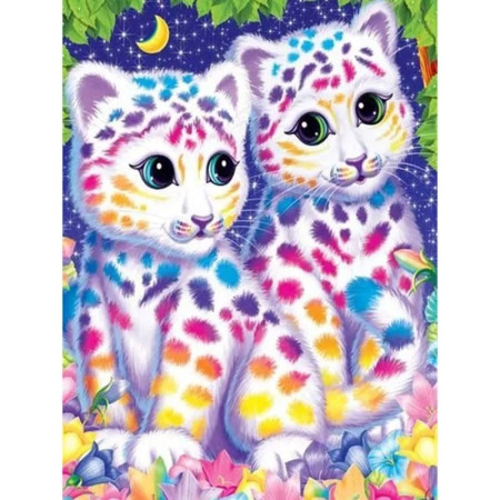 Chatons Fleuris sous la Nuit Étoilée Diamond Painting