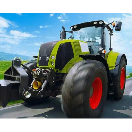 Tracteur Vert dans les Champs sous un Ciel d'Été Diamond Painting