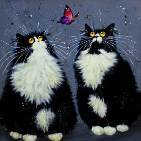 Chats duveteux et papillon enchanté Diamond Painting