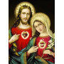 Cœurs Sacrés et Lys Blancs : Icône Sacrée de Jésus et Marie Diamond Painting