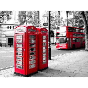 Londres en Contrastes : Cabines Rouges et Bus Impérial Diamond Painting