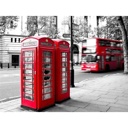 Londres en Contrastes : Cabines Rouges et Bus Impérial Diamond Painting