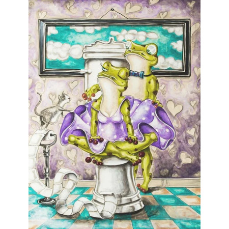 Grenouilles en Amour : Cœurs Violets et Papier Toilette Diamond Painting