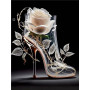 Chaussure de Verre à la Rose Blanche Diamond Painting