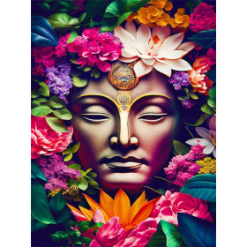 Visage Sacré aux Fleurs de Lotus Diamond Painting