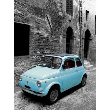 Fiat 500 Vintage sur Pavés Parisiens Diamond Painting