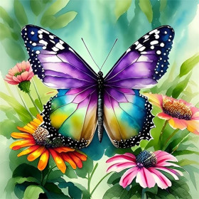Papillon Aquarelle aux Ailes Multicolores Diamond Painting