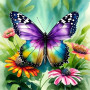 Papillon Aquarelle aux Ailes Multicolores Diamond Painting