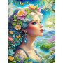 Femme Fleurie aux Papillons : Paysage Onirique Diamond Painting