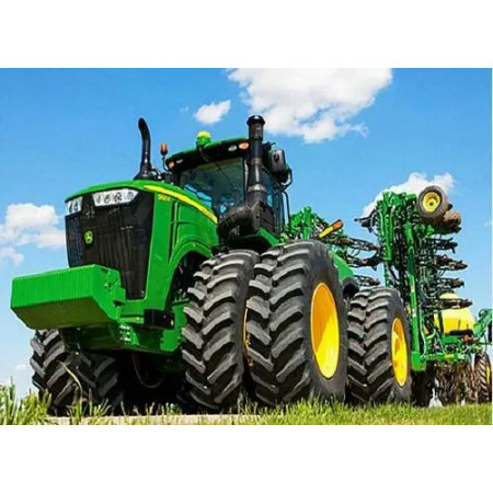 Tracteur Vert dans les Champs d'Été Diamond Painting