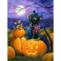 Chat Noir et Citrouilles Enchantées Diamond Painting