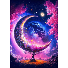 Lune Fleurie sous les Étoiles Diamond Painting