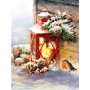 Lanterne de Noël au Rouge-Gorge Diamond Painting