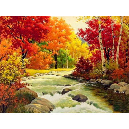 Rivière d'Automne aux Couleurs Flamboyantes Diamond Painting