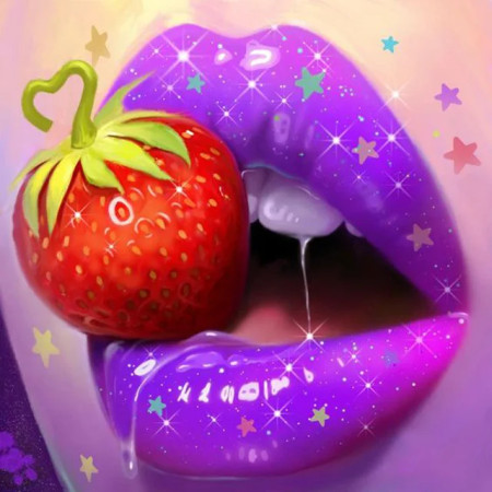 Bouche Fruitée aux Lèvres Pailletées Diamond Painting