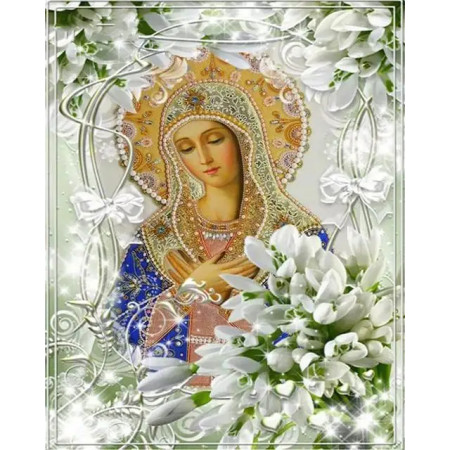 Vierge Marie aux Lys Blancs Diamond Painting