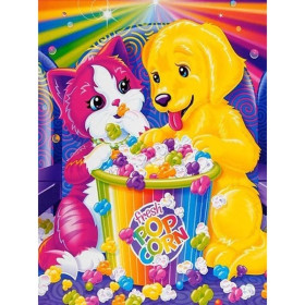 Chaton et Chiot Fous de Pop-Corn Arc-en-Ciel Diamond Painting