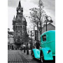 Voiture Vintage Turquoise sur Rue Pavée Diamond Painting