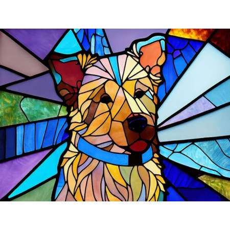 Chien Vitrail aux Couleurs Éclatantes Diamond Painting
