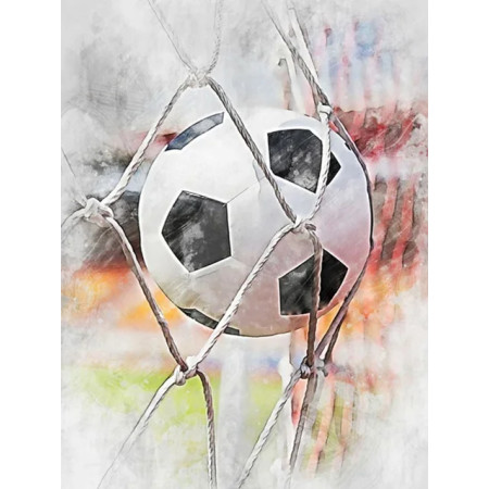 But de Match : Ballon de Football en Aquarelle Diamond Painting