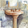 Lavabo Vintage et Mosaïque Bleue Diamond Painting