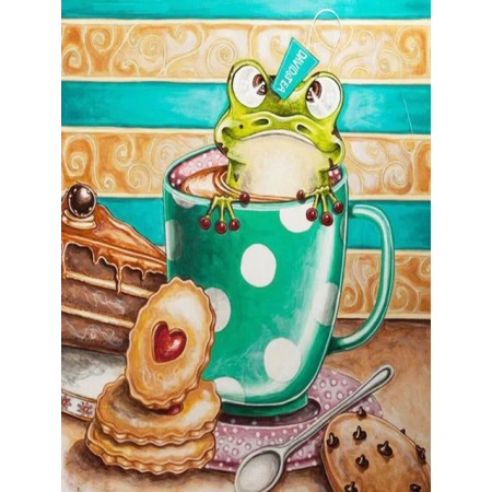 Grenouille Gourmande dans sa Tasse de Thé Diamond Painting