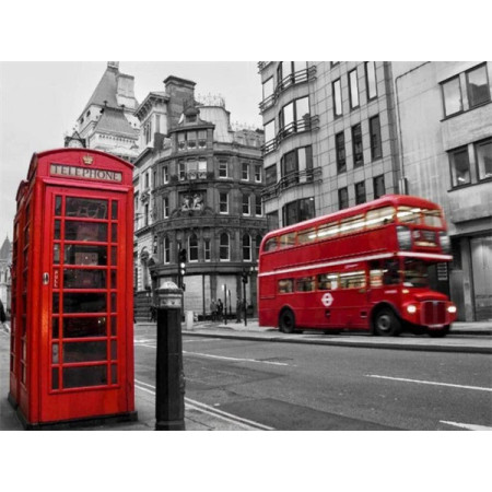 Londres Rouge et Noir : Cabine et Bus Iconiques Diamond Painting