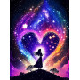 Silhouette Cosmique au Cœur d'Étoiles Diamond Painting