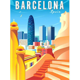 Barcelone Vibrante : Tour Agbar et Parc Güell en Broderie Diamant Diamond Painting