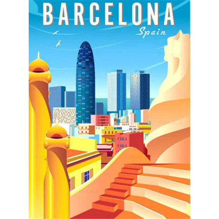 Barcelone Vibrante : Tour Agbar et Parc Güell en Broderie Diamant Diamond Painting