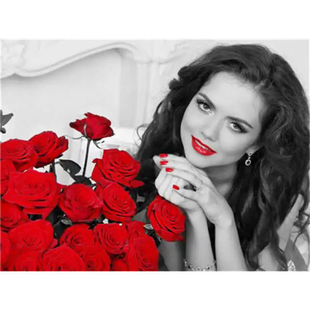 Rouge Passion sur Fond Gris Diamond Painting