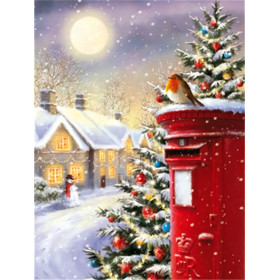 Rouge-gorge de Noël sous la Lune Diamond Painting