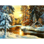 Reflets d'Hiver : Cabane au Couchant Diamond Painting