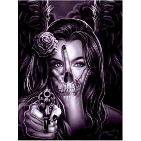 Femme Crâne et Rose Diamond Painting