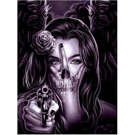 Femme Crâne et Rose Diamond Painting