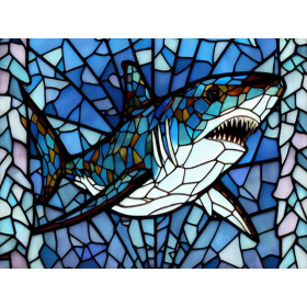 Requin Vitrail aux Eaux Bleues Diamond Painting