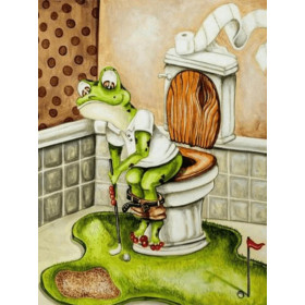 Grenouille Golfeuse sur Toilettes Diamond Painting