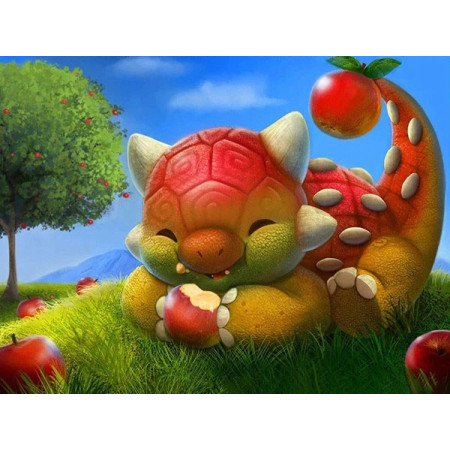 Petit Dragon des Prés sous le Pommier Diamond Painting