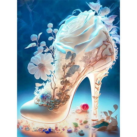 Chaussure de Rêve aux Roses Dorées Diamond Painting
