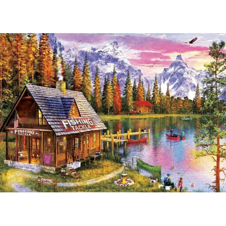Refuge Automnal au Bord du Lac Diamond Painting