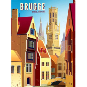 Bruges en Broderie Diamant : Maisons Colorées et Beffroi Diamond Painting
