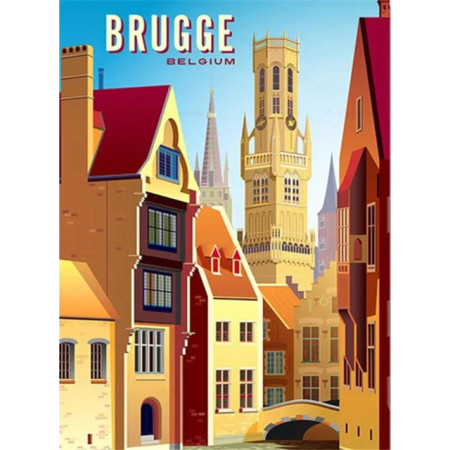 Bruges en Broderie Diamant : Maisons Colorées et Beffroi Diamond Painting