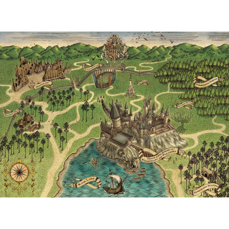Carte Ancienne de Poudlard et ses Environs Diamond Painting