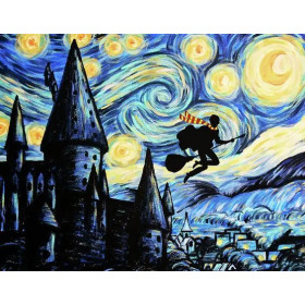 Poudlard sous la Nuit Étoilée Diamond Painting